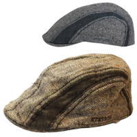 Stetson Mens Manatee Hat Flat Cap Ivy Golf Herringbone Wool Silk Linen 
