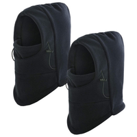 2x Windproof Thermal Fleece Balaclava Beanie Hat Full Face Mask Ski - Black