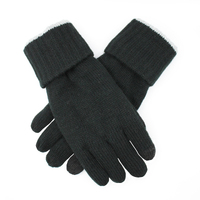 3M Thinsulate Mens Acrylic Knit Gloves Warm Winter with Cuff in Black/Grey