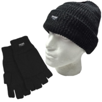 2pcs Set 3M Thinsulate Beanie Hat + Fingerless Knit Gloves Insulation Thermal