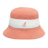 Kangol Bermuda Stripe Bucket Hat Summer Beach Camping Cap - Peach Pink