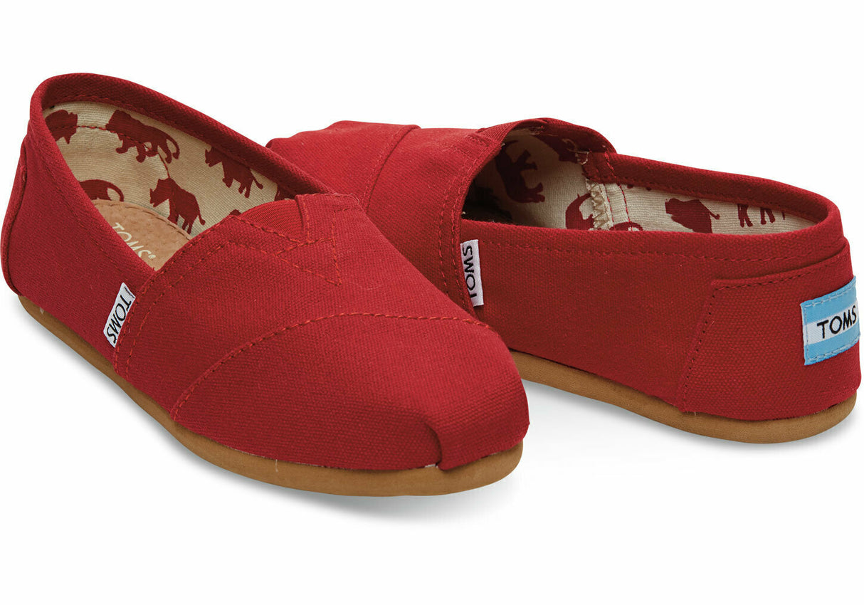 TOMS Womens Classic Alpargata Shoes - Red (Casual Slip-On Canvas Flats)