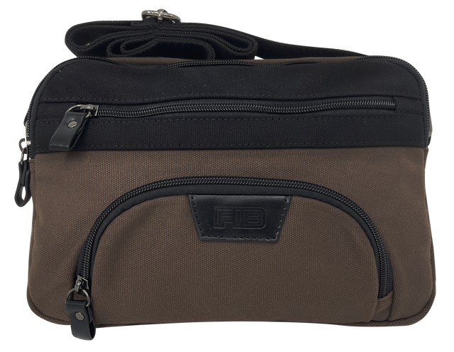 FIB Byron East West Sling Shoulder Bag Travel Adjustable Strap - Brown