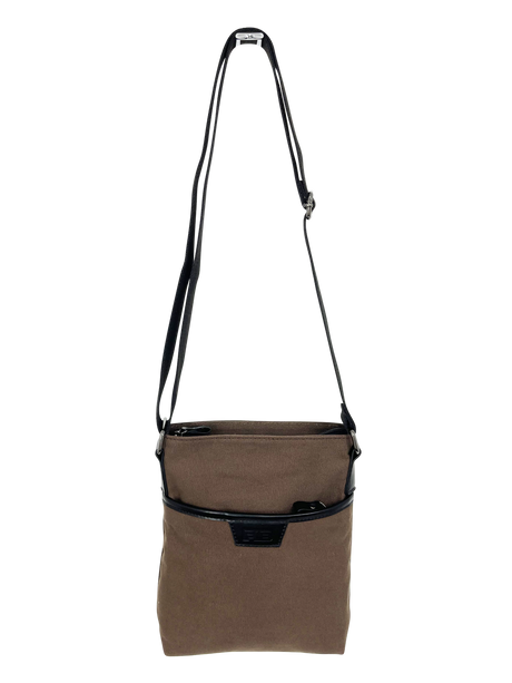 FIB Byron Canvas Sling Bag Shoulder Travel Cross Body - Brown