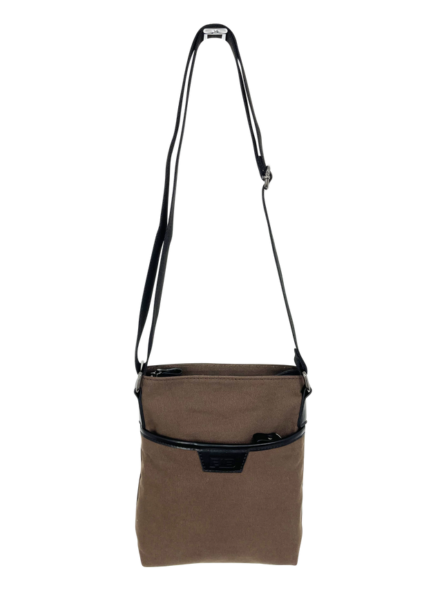 FIB Byron Canvas Sling Bag Shoulder Travel Cross Body - Brown