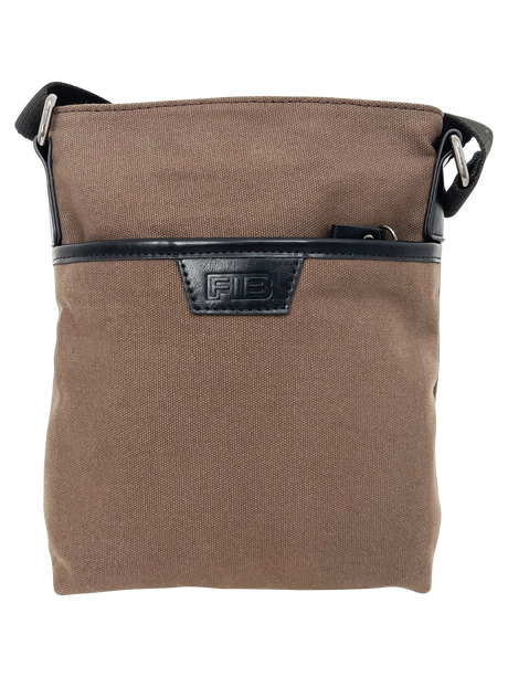 FIB Byron Canvas Sling Bag Shoulder Travel Cross Body - Brown