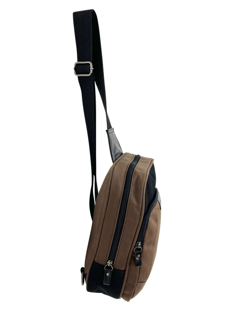 FIB Byron Sling Backpack Bag Travel w/ Single Adjustable Strap - Brown