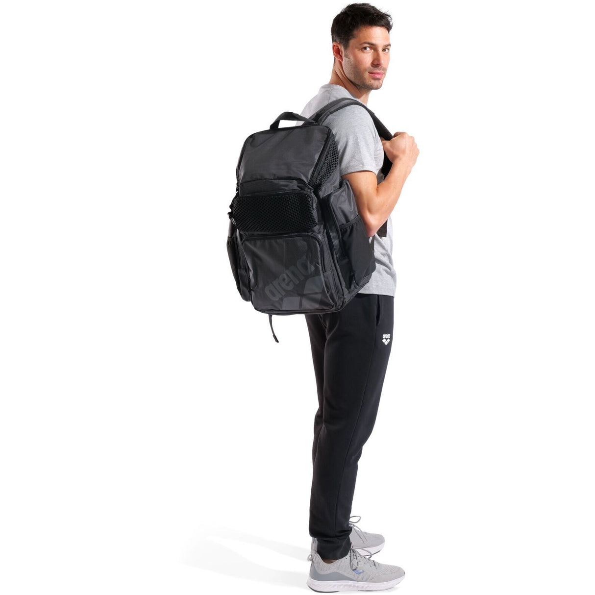 Arena One Go Backpack 45L Sports Swimming Bag - Black (Aquabreathe Water-Repellent)