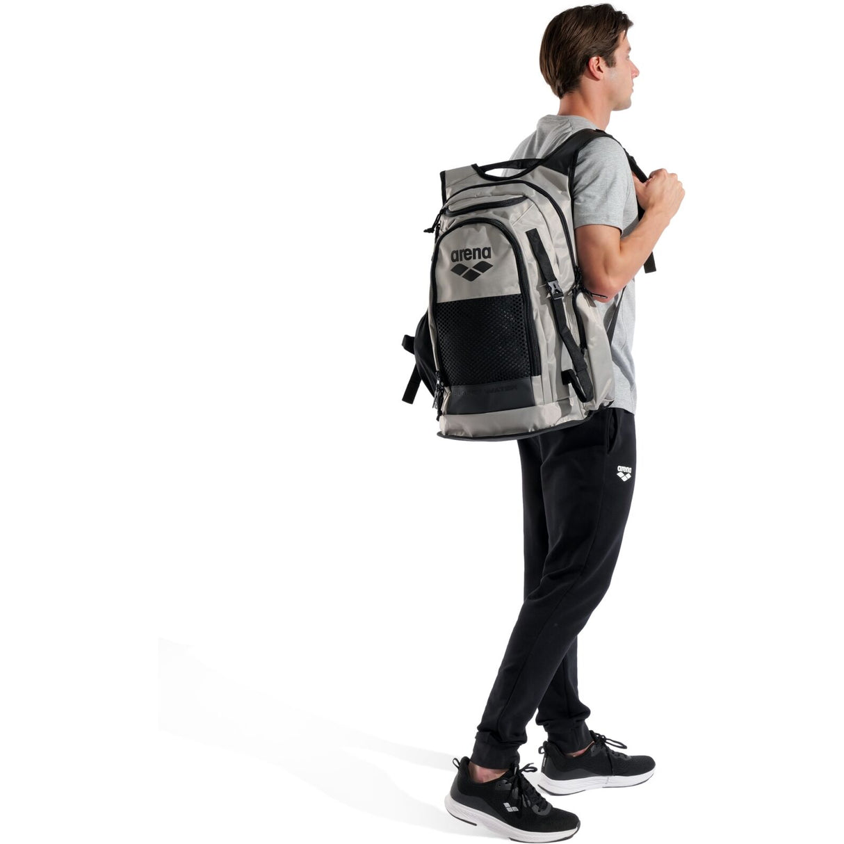 Arena All Set Backpack 45L Sports Bag Aquabreathe Water-Repellent Laptop Pocket in Ice