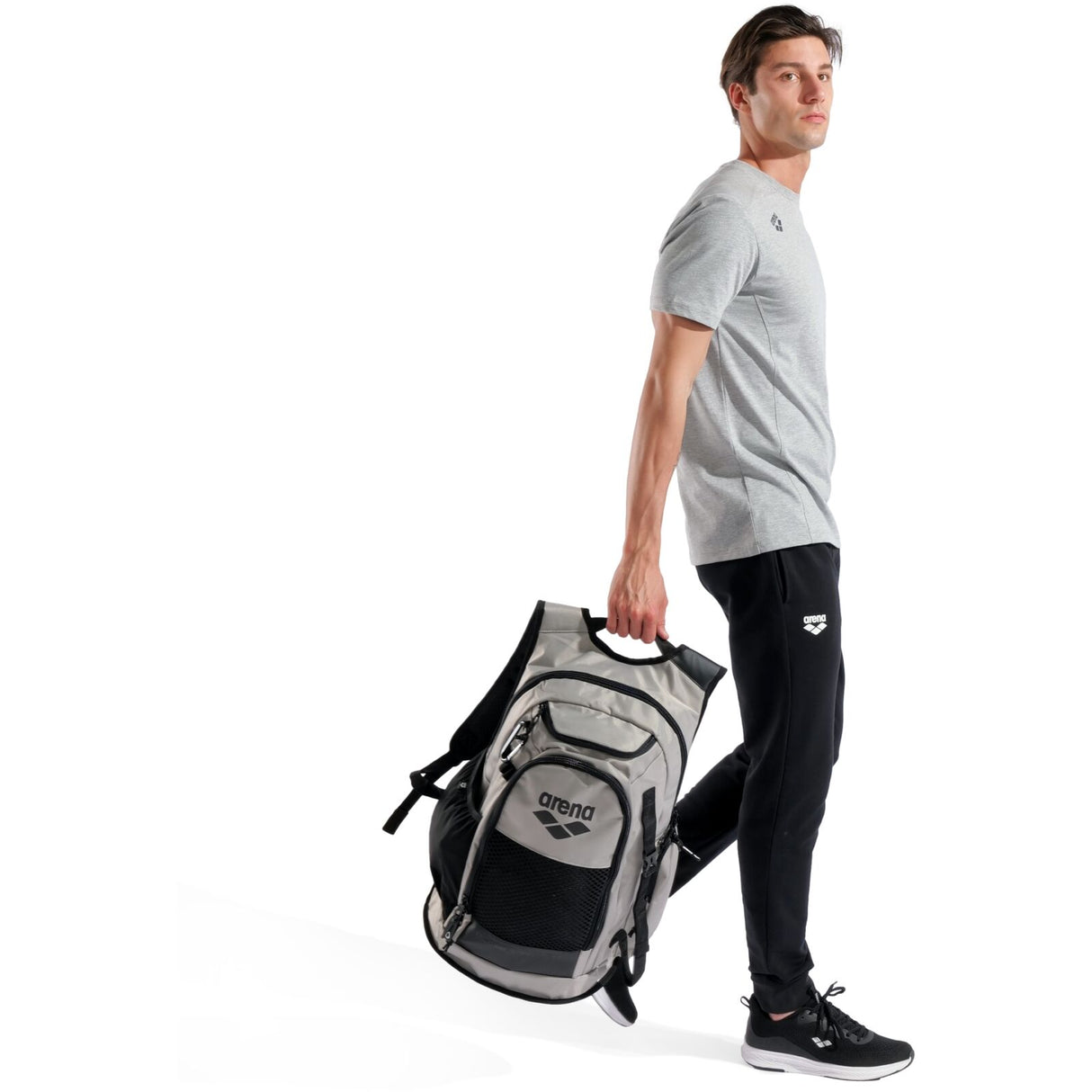 Arena All Set Backpack 45L Sports Bag Aquabreathe Water-Repellent Laptop Pocket in Ice