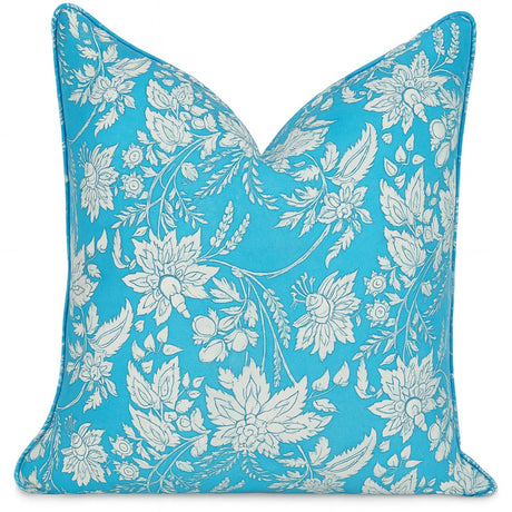 Kolka Blue Hamptons Soft Cotton Voile Decorative Block-Printed Cushion - Blue