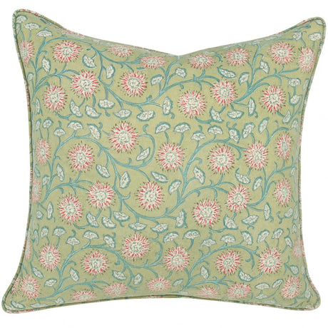 Kolka Floral Garden Soft Cotton Voile High Quality Decorative Cushion - Green