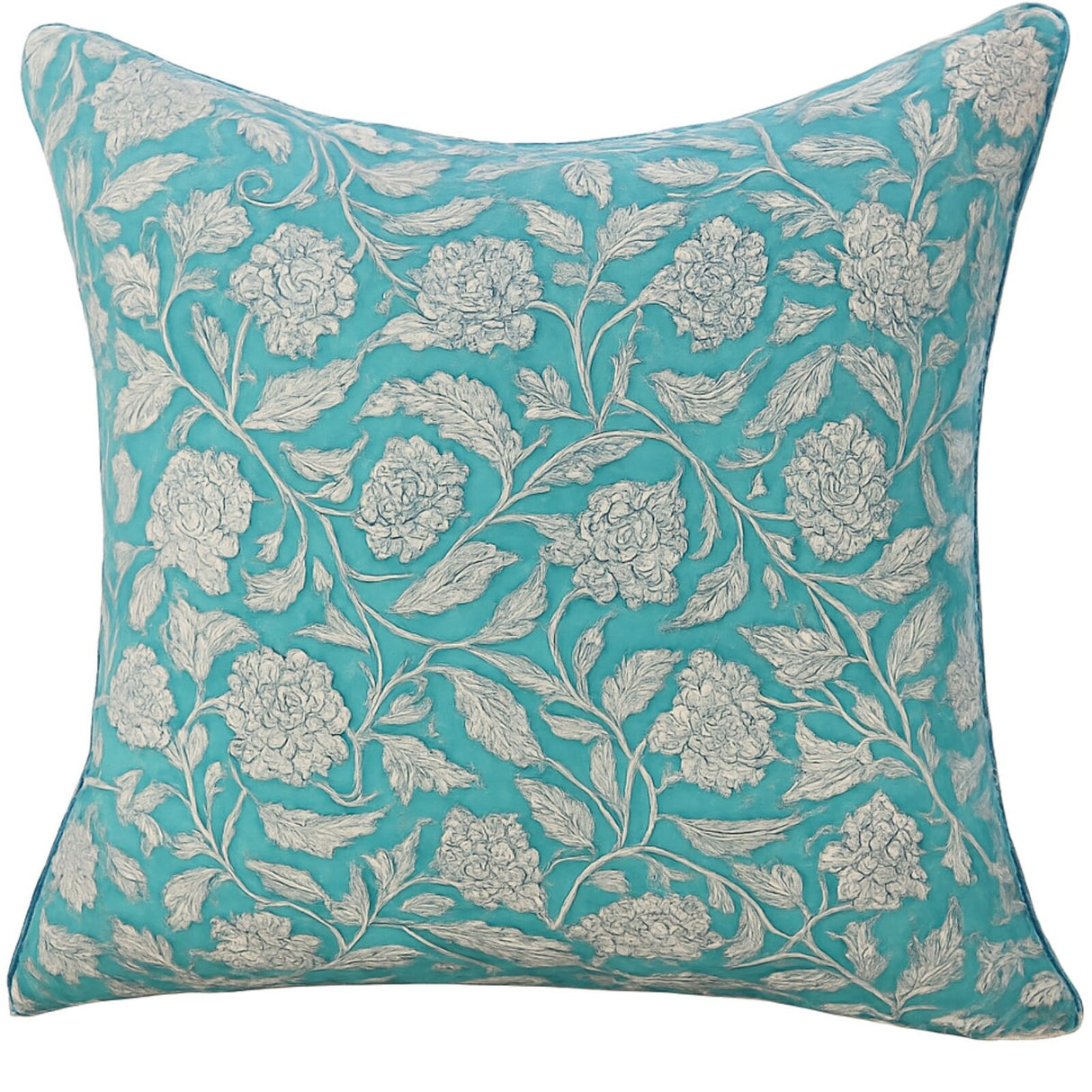 Kolka Sea Green Floral Decorative Cushion Pillow Cover - Green
