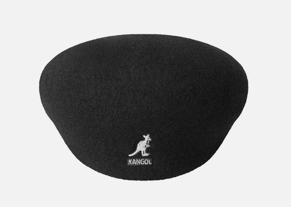 KANGOL 504 Wool Ivy Cap Mens Warm Winter Flat Classic Hat - Black