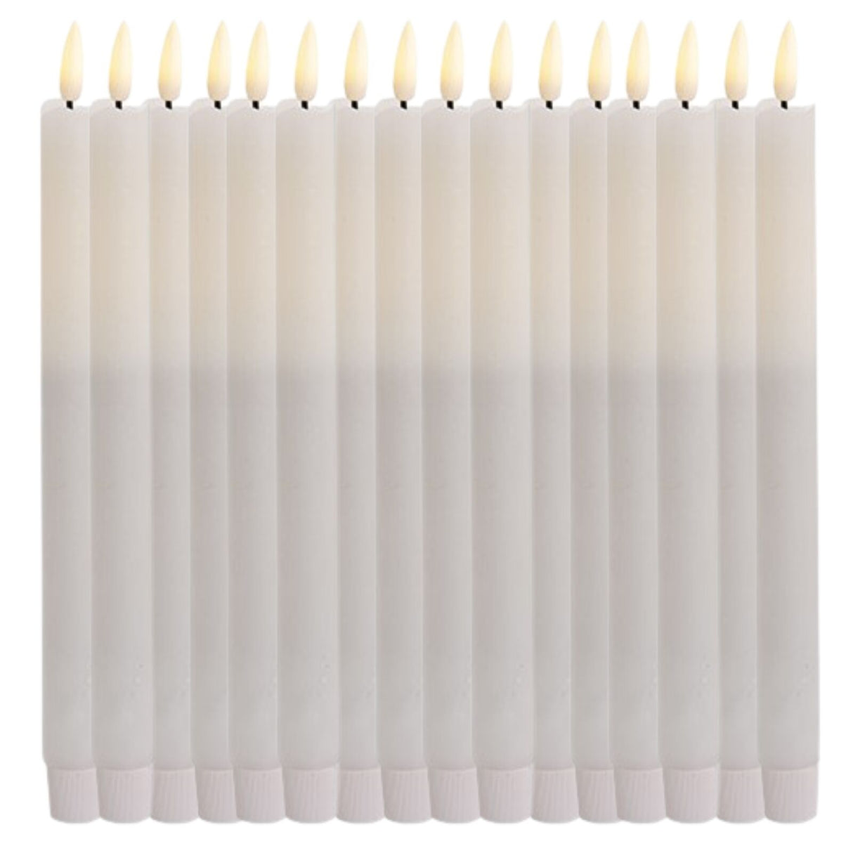 24x LED Flickering Wax Taper Candles (Battery Operated) Bulk in White