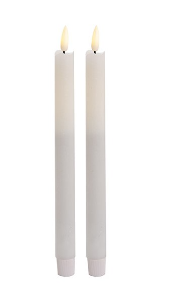 1 Pack of 2 LED Flickering Wax Taper Candles (Battery Operated) in White