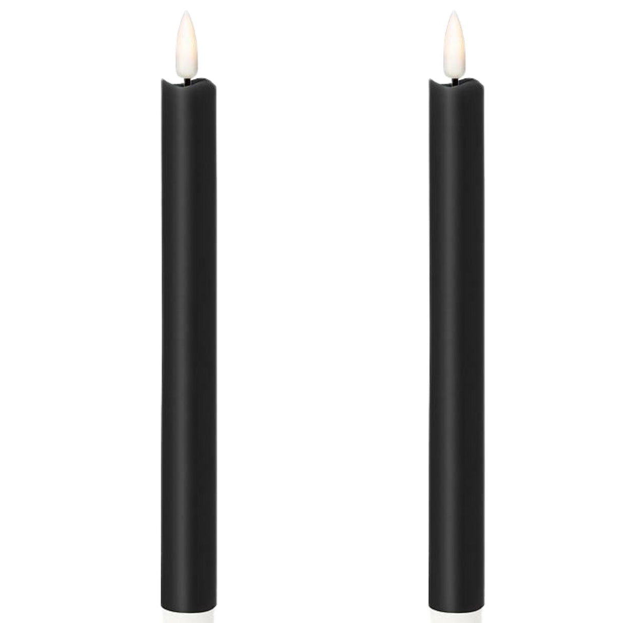 1 Pack of 2 LED Flickering Wax Taper Candles (Battery Operated) in Black