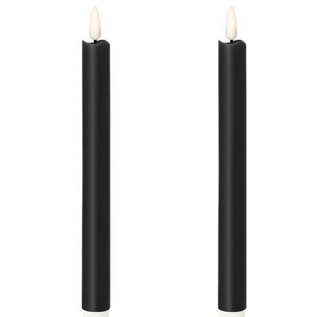 1 Pack of 2 LED Flickering Wax Taper Candles (Battery Operated) in Black
