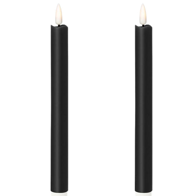 1 Pack of 2 LED Flickering Wax Taper Candles (Battery Operated) in Black
