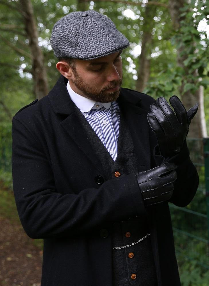 DENTS Mens Drivers Cap Abraham Moon Hat Tweed Peeky Blinders - Charcoal