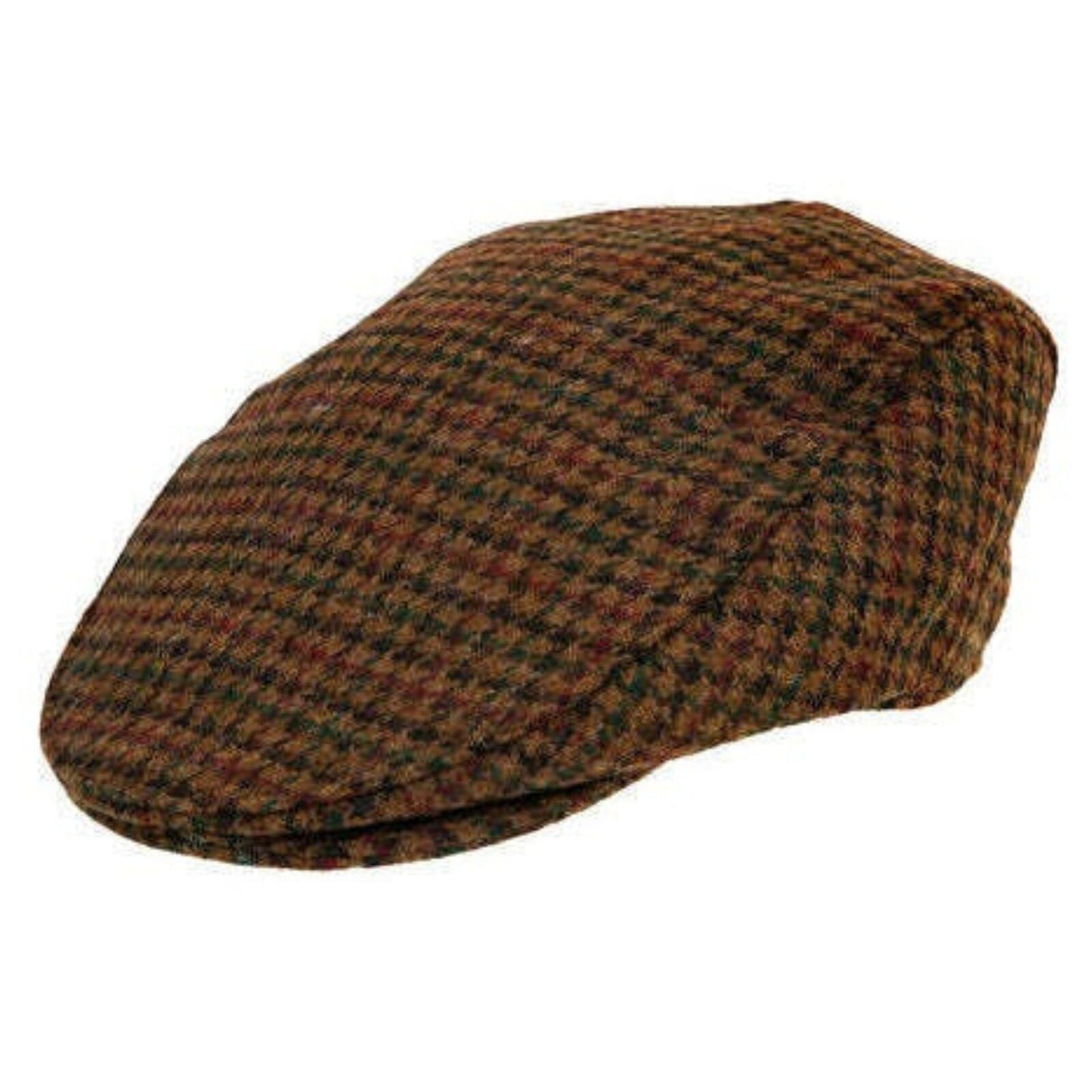 Dents Abraham Moon Yorkshire Wool Dogtooth Flat Cap Hat - Cognac