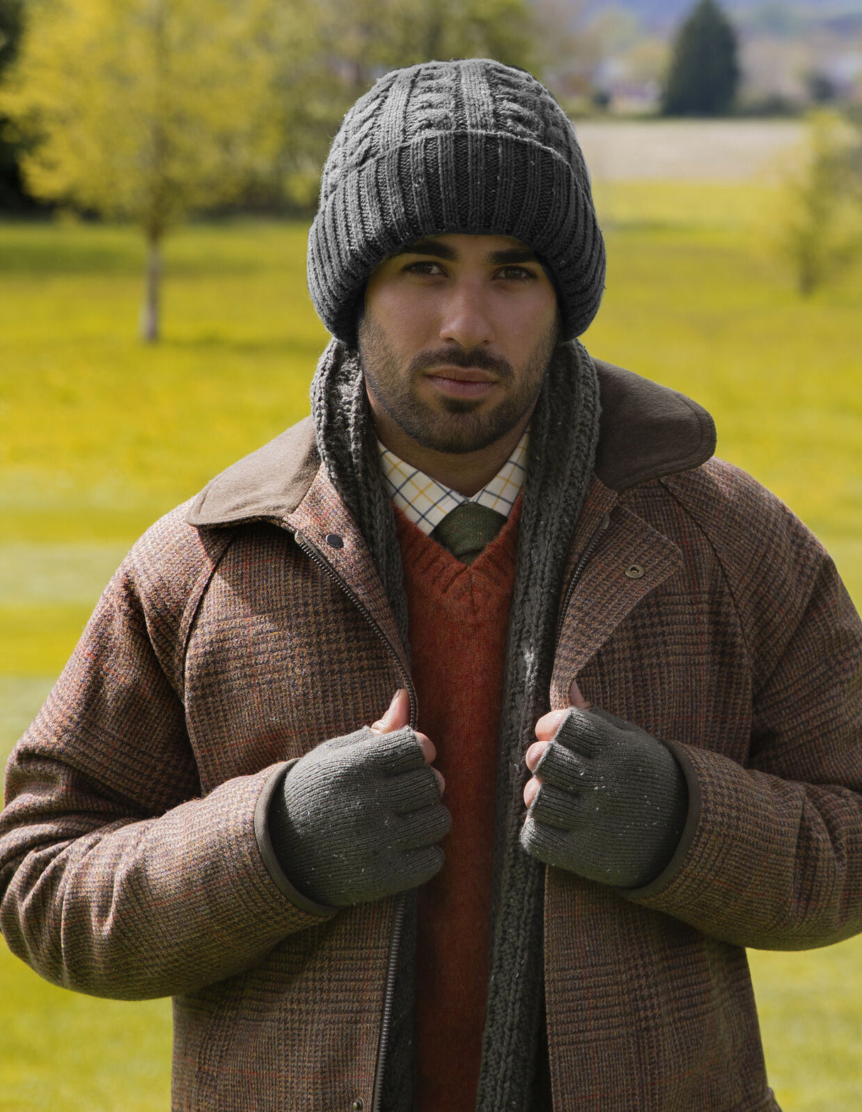 Dents Men’s Cable Knit Beanie Hat with Marl Yarn - Black