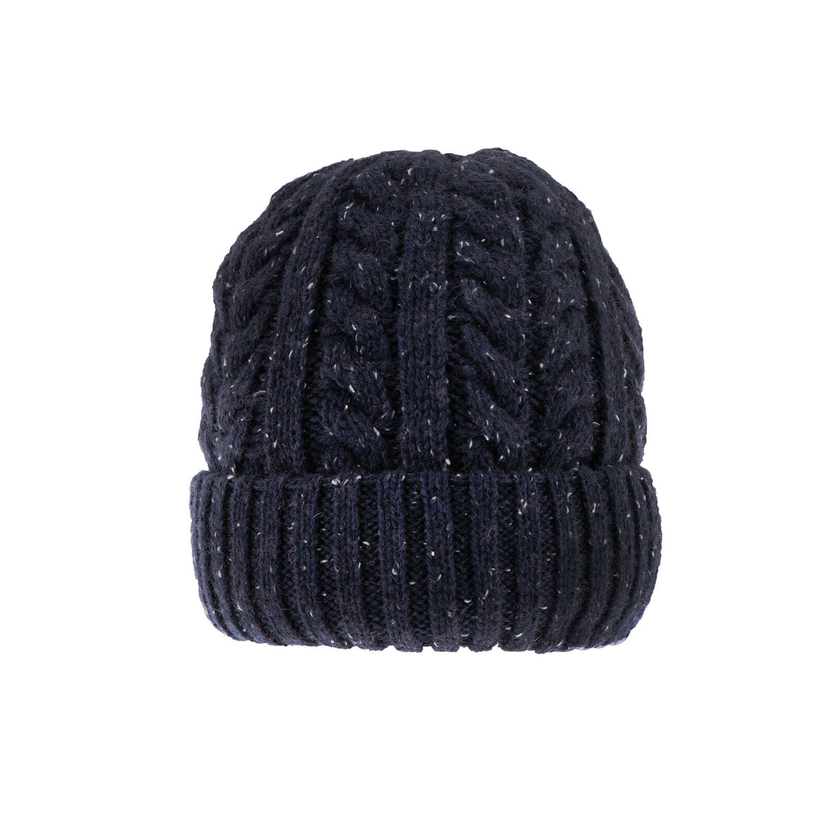 Dents Men’s Cable Knit Beanie Hat with Marl Yarn - Navy