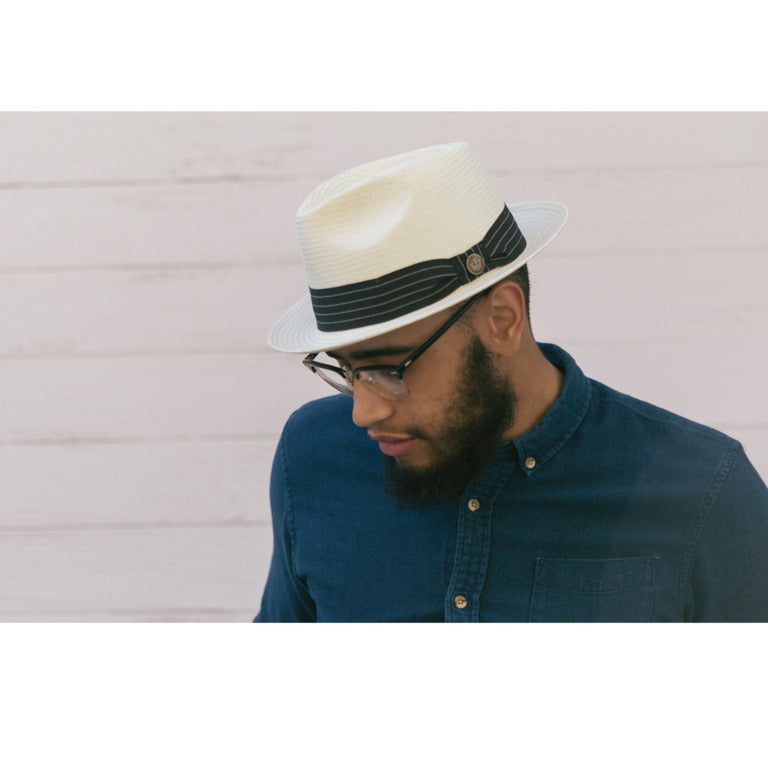 Goorin Brothers Mens Straw Hat Fedora Trilby Panama Summer Beach - Stone
