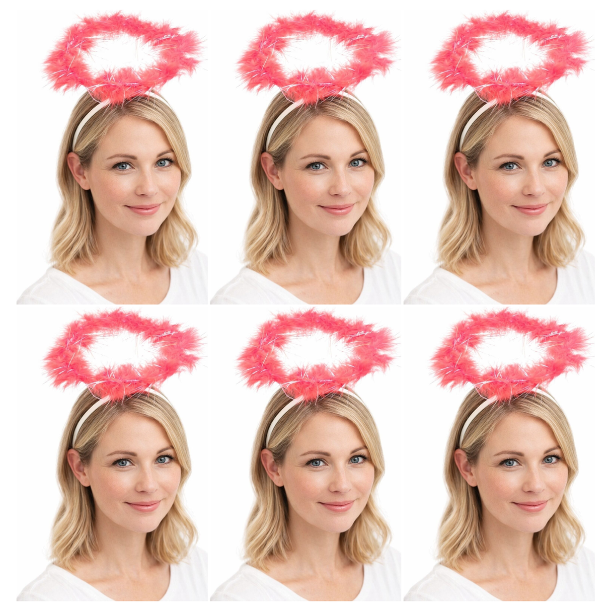 6x Red Angel Headband Bulk Pack - Halo Hair Hoop for Costume/Fancy Dress Party