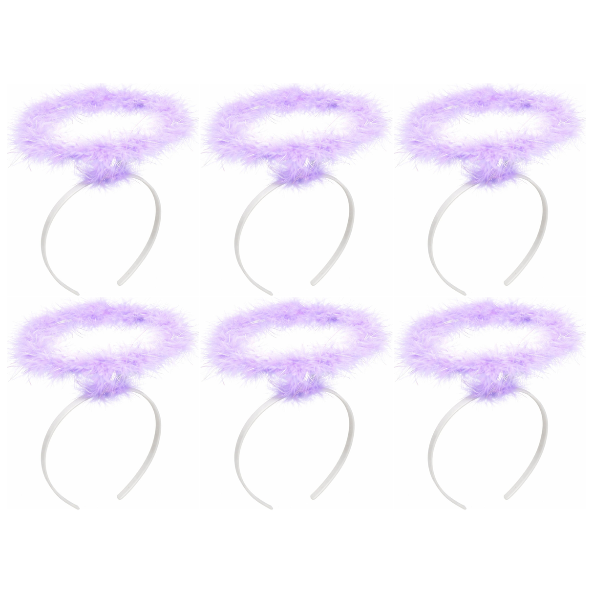 6x Purple Angel Headband Bulk Pack - Halo Hair Hoop for Costume/Fancy Dress Party