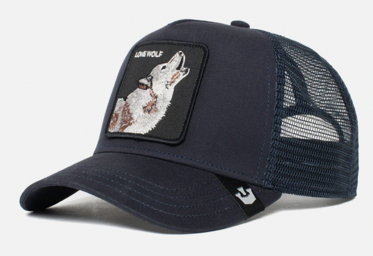 Goorin Brothers Mens Baseball Trucker Cap Hat Snapback The Lone Wolf - Navy