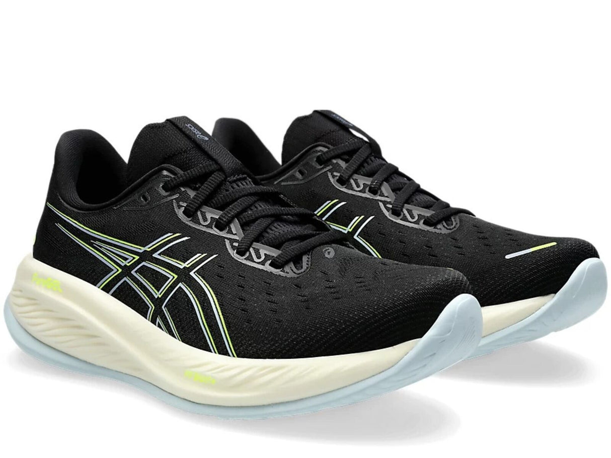 Mens ASICS GEL-Cumulus 26 Running Shoes (2E Wide) in Black/Safety Yellow – Size 8.5