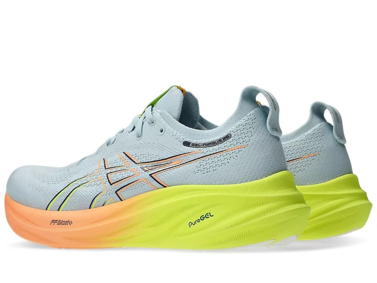 Mens ASICS GEL-Nimbus 26 PARIS Running Shoes in Cool Grey/Safety Yellow – Size 11.5
