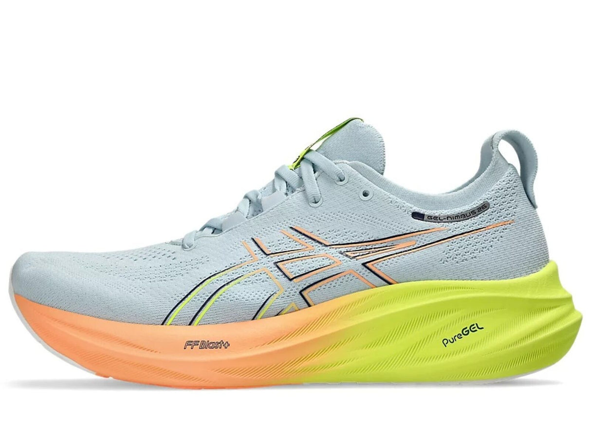 Mens ASICS GEL-Nimbus 26 PARIS Running Shoes in Cool Grey/Safety Yellow – Size 11.5