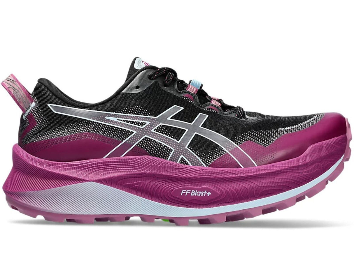 Womens ASICS Trabuco Max 3 Trail Running Shoes in Black/Light Blue – Size 8