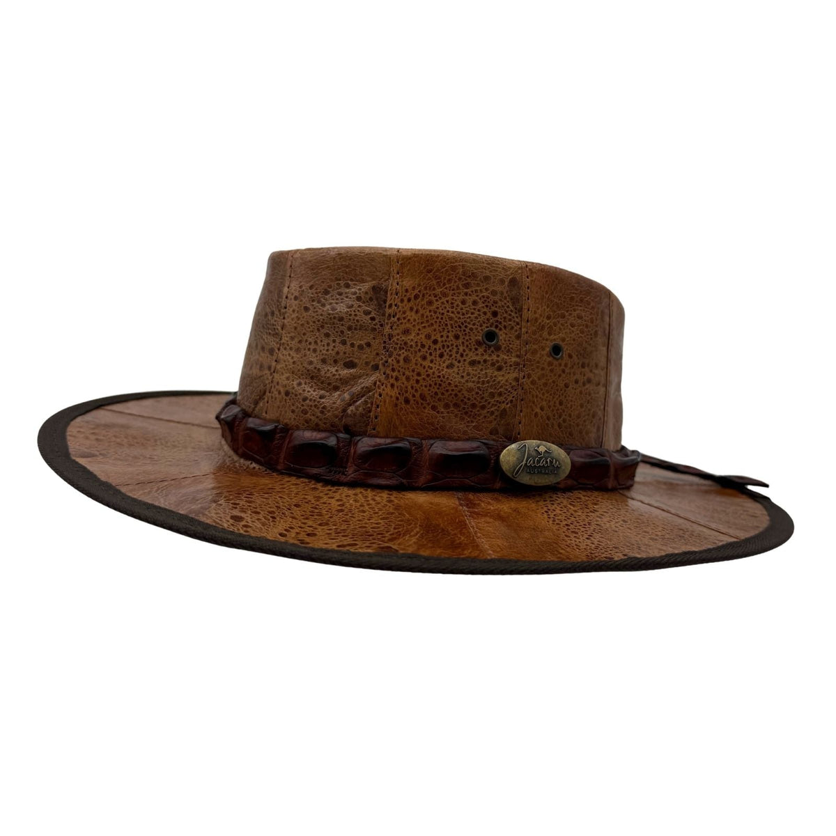 Jacaru 1017 Outback Cane Toad Leather Hat - Crocodile Hatband (UPF 50+ Made in Australia)