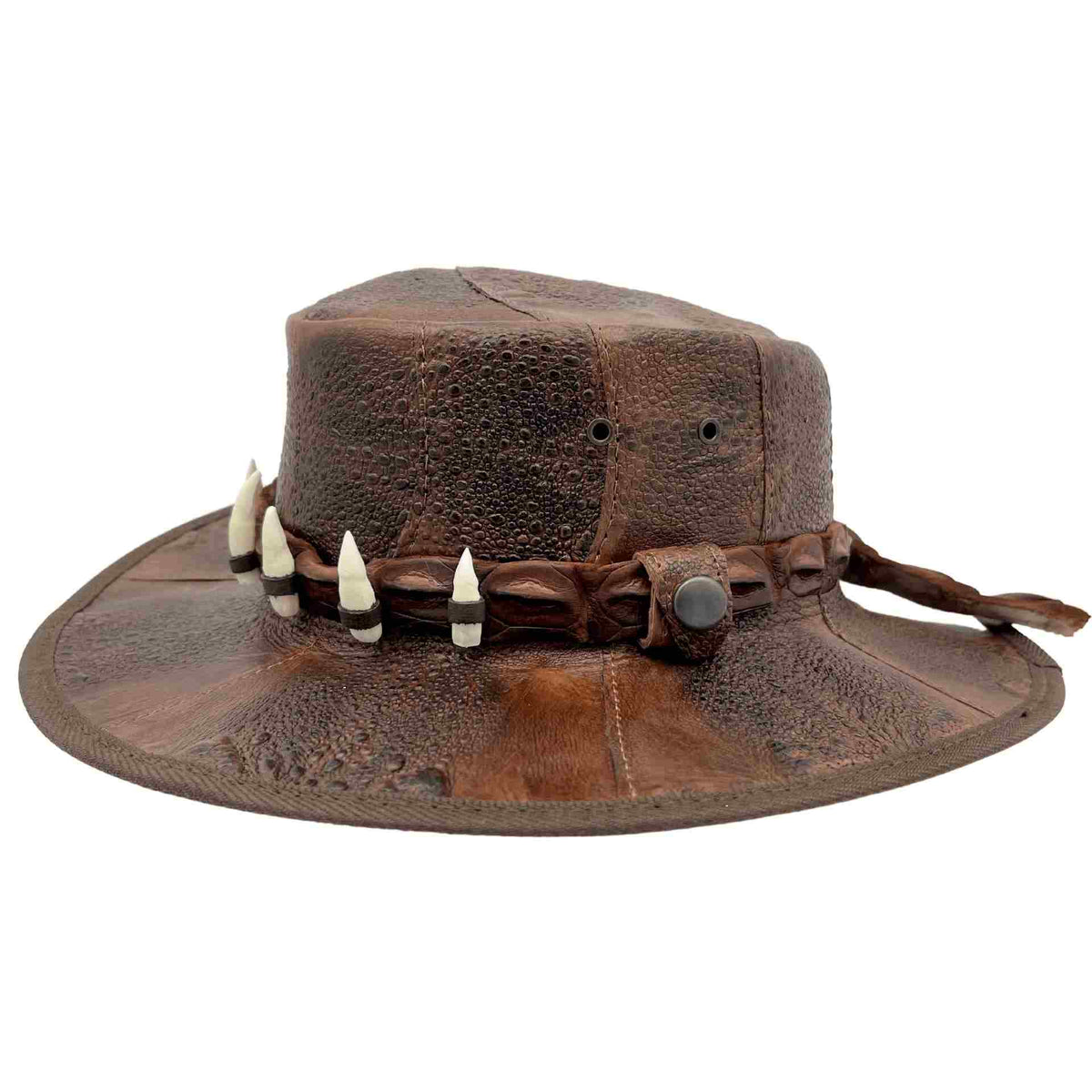 Jacaru 1017 Outback Cane Toad Leather Hat - Crocodile Hatband (UPF 50+ Made in Australia)