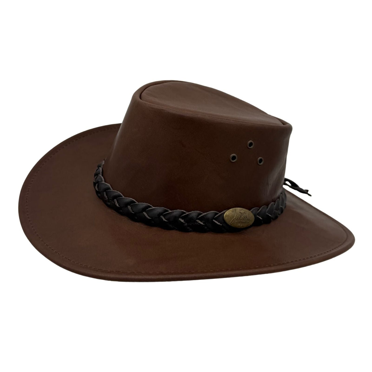 Jacaru 1018 Bushranger Kangaroo Leather Hat - Chestnut Brown (Wide Brim & UPF 50+ Made in Australia)