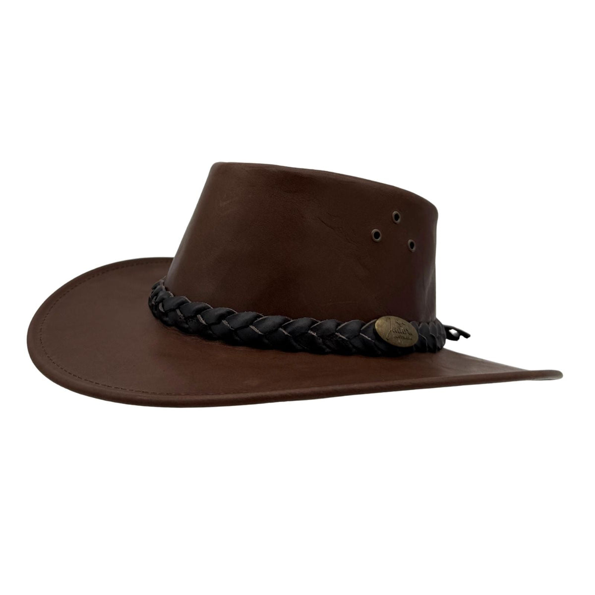 Jacaru 1018 Bushranger Kangaroo Leather Hat - Chestnut Brown (Wide Brim & UPF 50+ Made in Australia)