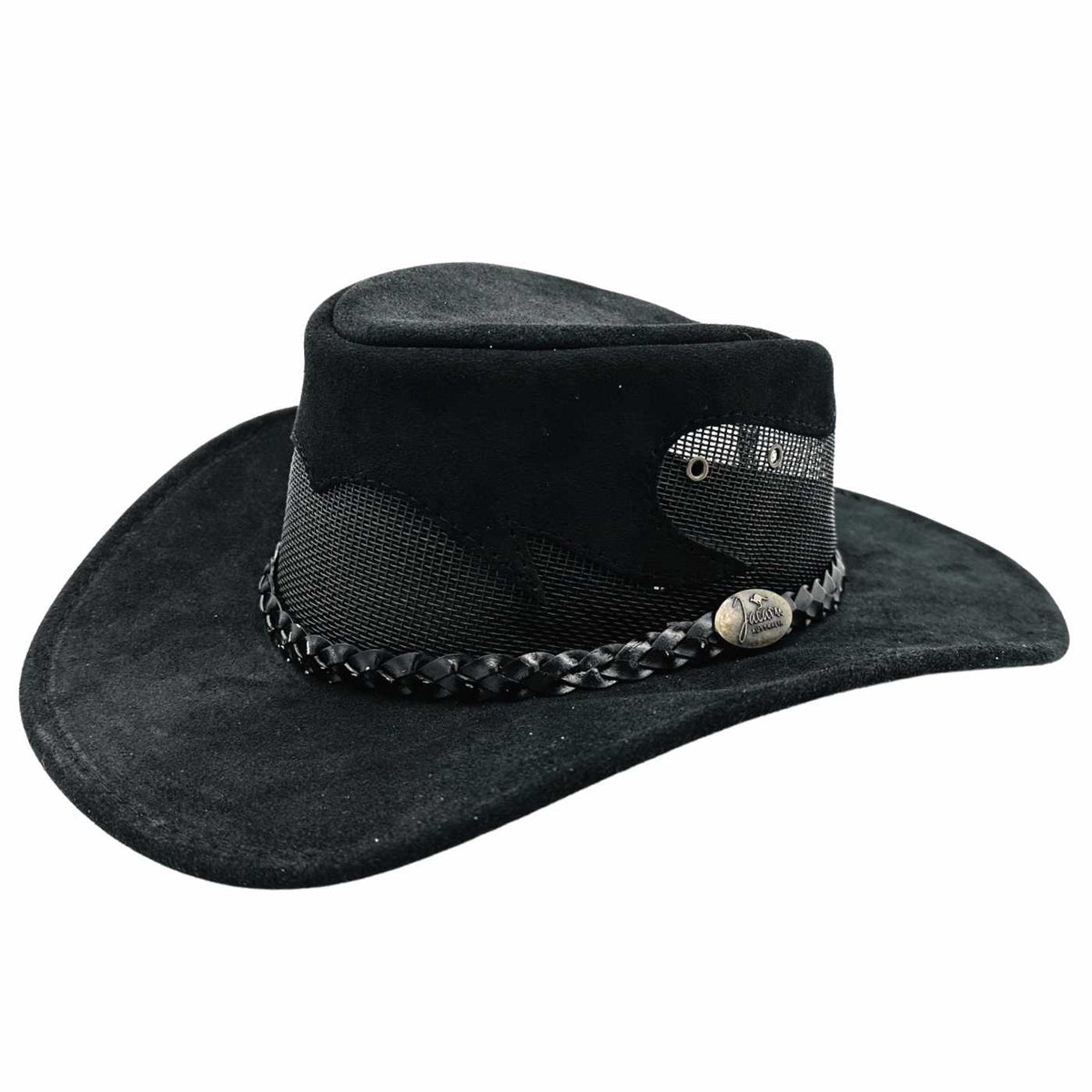 Jacaru 1021 Blaze Suede Leather Breeze Hat - Mesh Crown (Made in Australia)