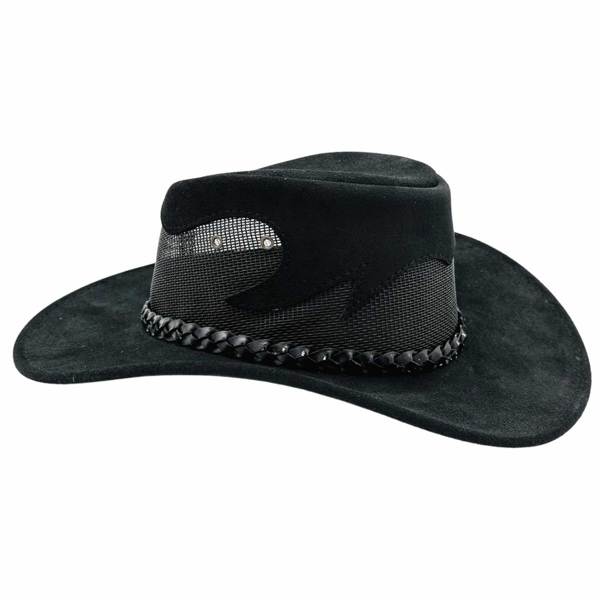 Jacaru 1021 Blaze Suede Leather Breeze Hat - Mesh Crown (Made in Australia)