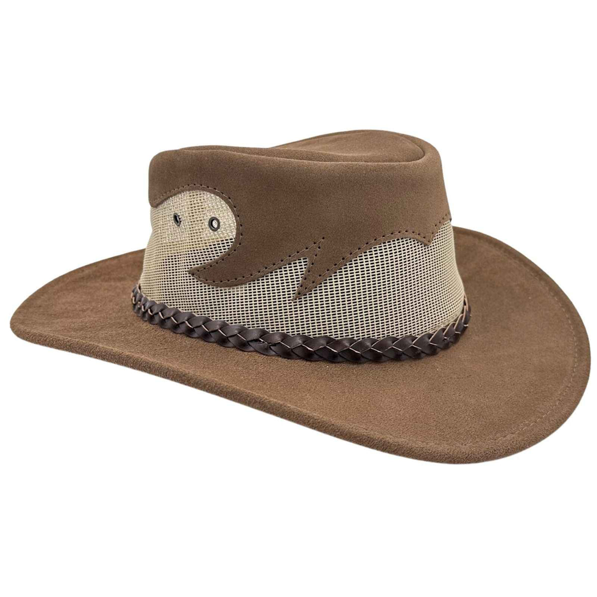 Jacaru 1021 Blaze Suede Leather Breeze Hat - Mesh Crown (Made in Australia)