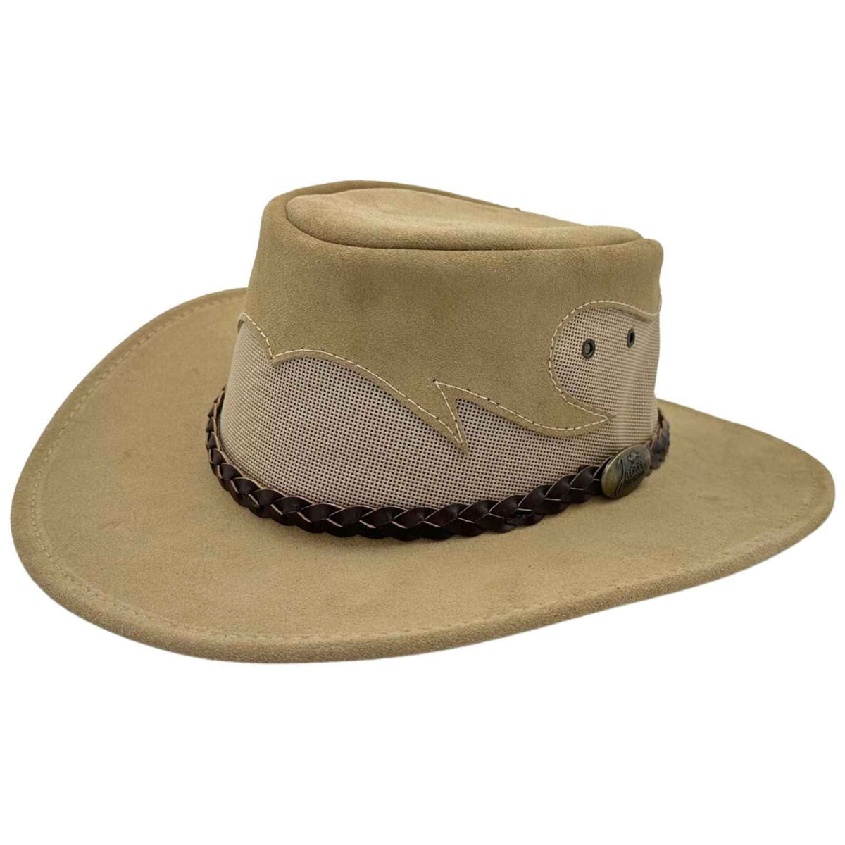 Jacaru 1021 Blaze Suede Leather Breeze Hat - Mesh Crown (Made in Australia)