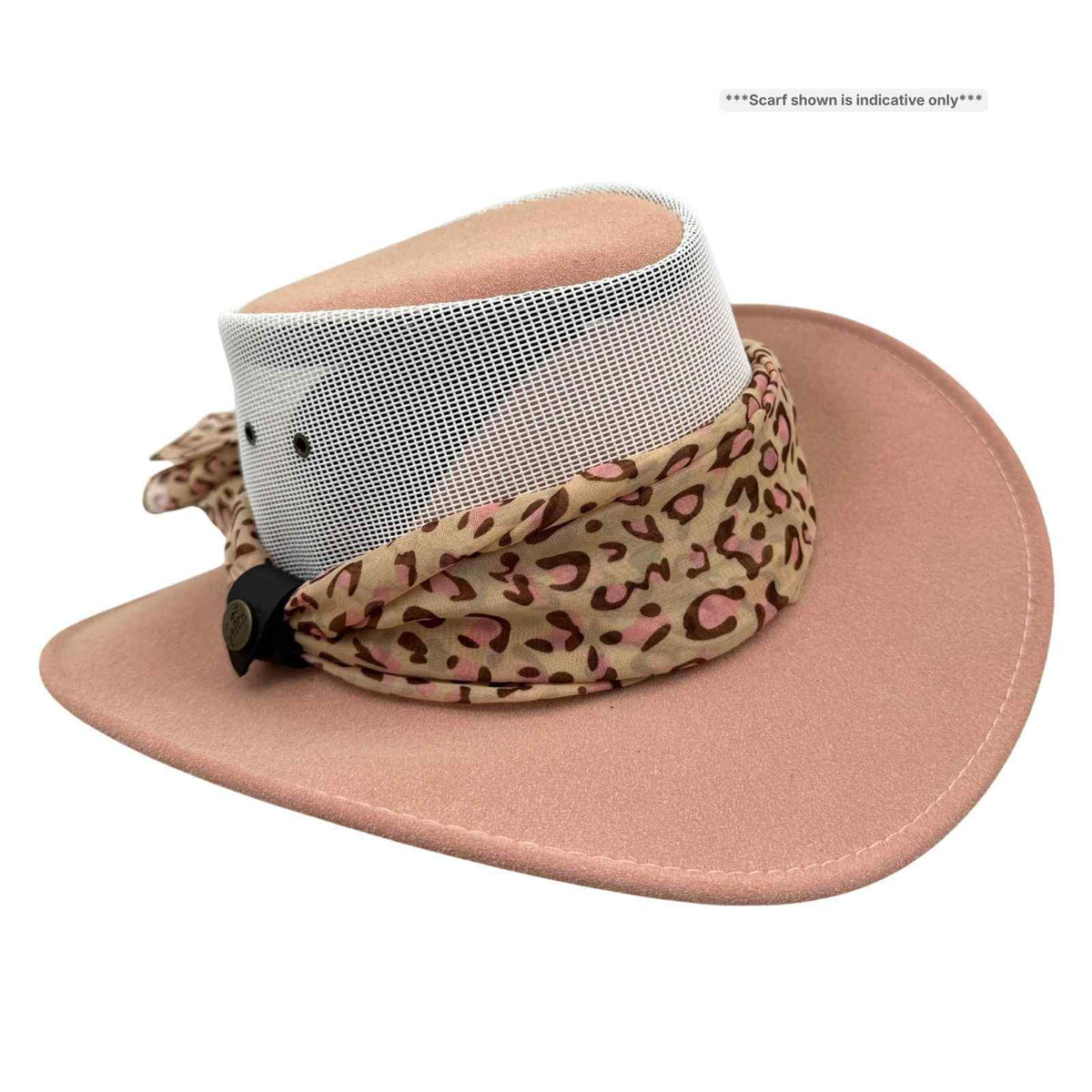 Jacaru 1023 Horizon Womens Vegan Leather Breeze Hat with Scarf - Mesh Crown (Made in Australia)
