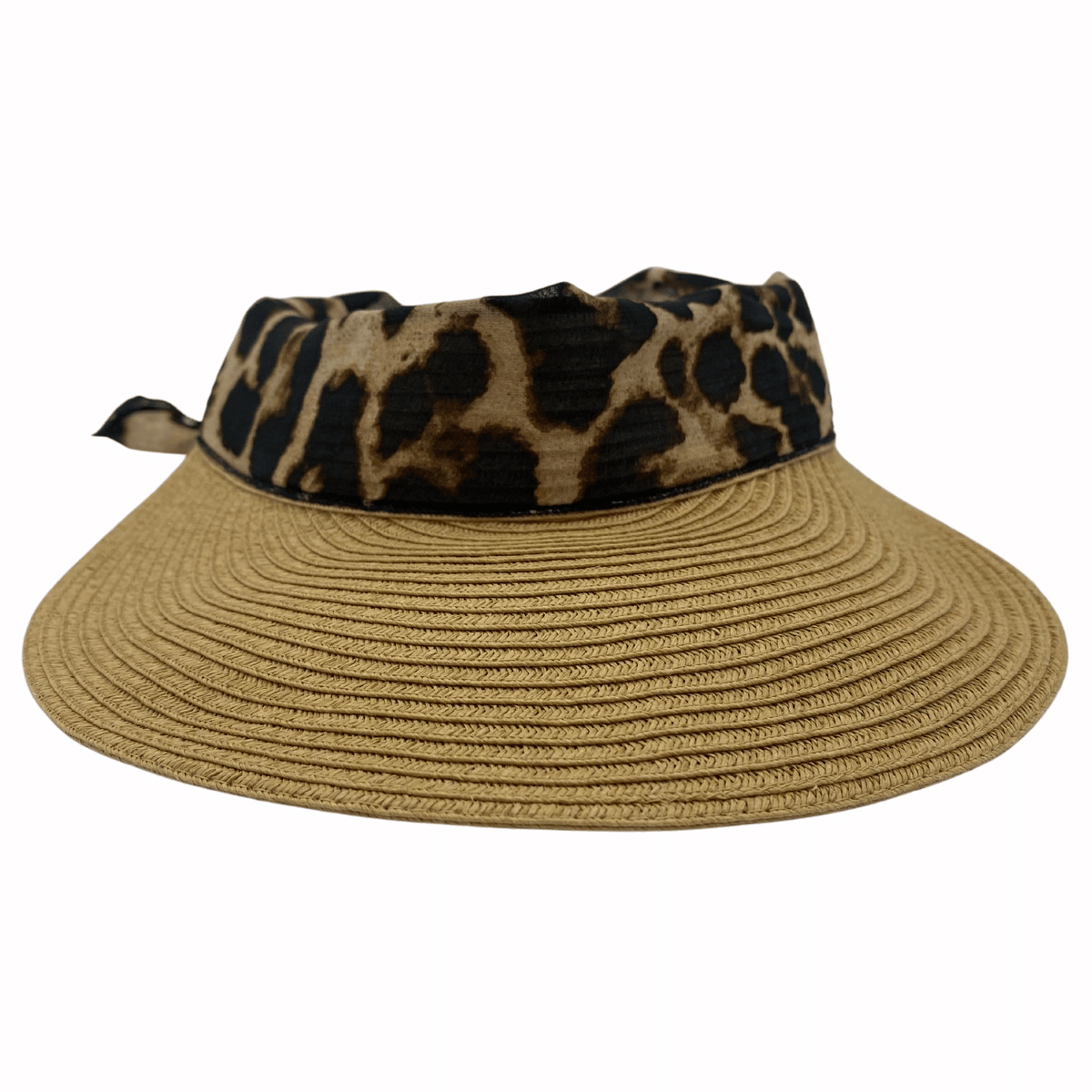 Jacaru 1824 Woven Visor with Scarf - Leopard or Tiger Print (One Size Vegan Friendly)