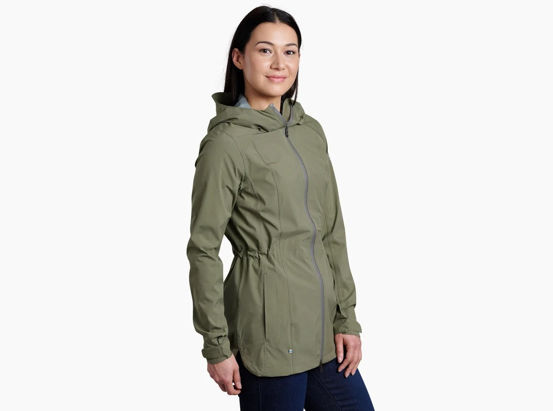 Kuhl Womens Stretch Voyagr Jacket Lightweight Breathable Waterproof in Sage