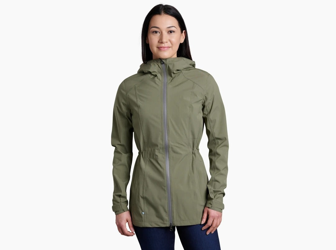 Kuhl Womens Stretch Voyagr Jacket Lightweight Breathable Waterproof in Sage