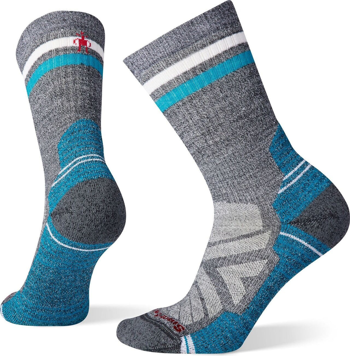 Smartwool Womens Hike Light Cushion Tube Stripe Crew Socks in Charcoal Light Grey - L