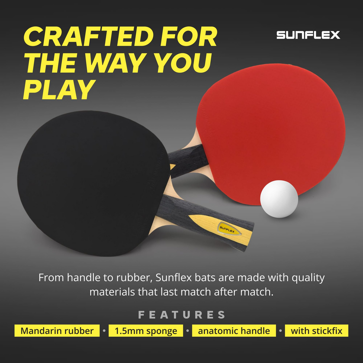 SUNFLEX Expert A30 Table Tennis Bat Advanced Plus ITTF Approved