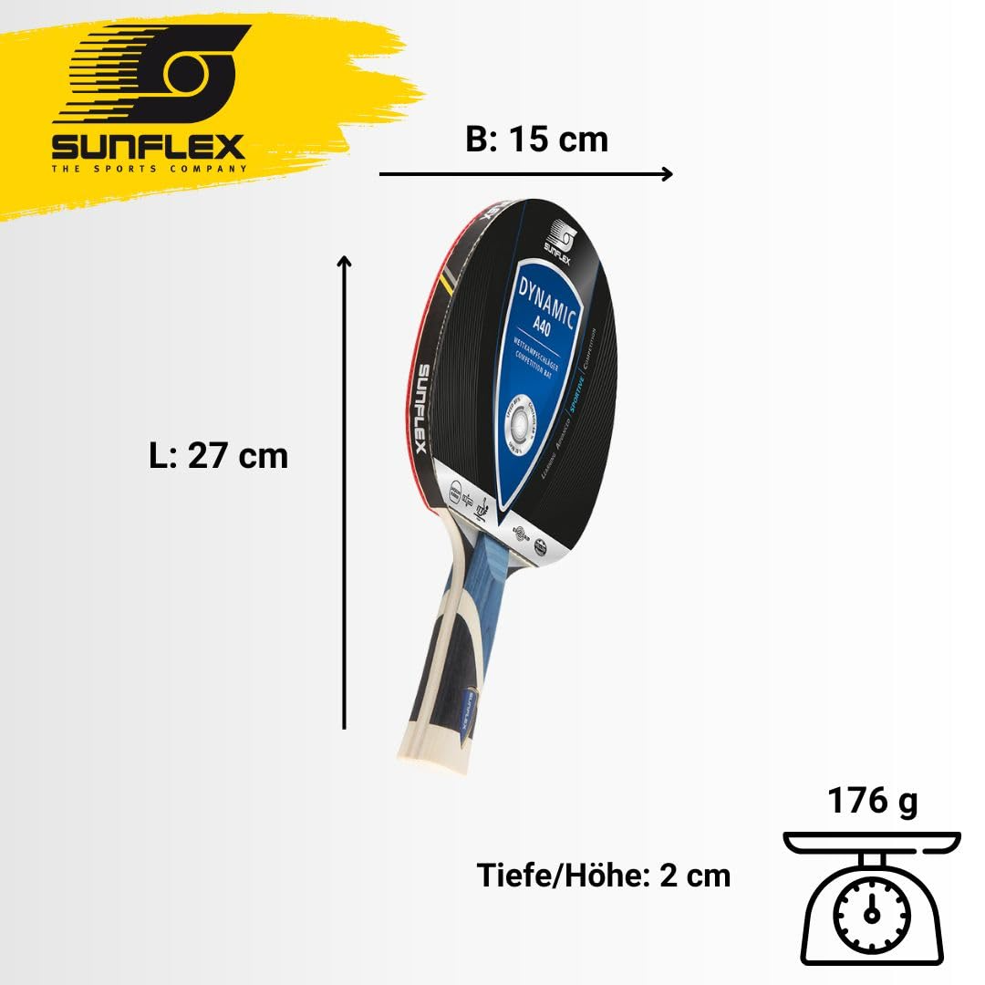 SUNFLEX Dynamic A40 Table Tennis Bat Competition Professional ITTF Approved